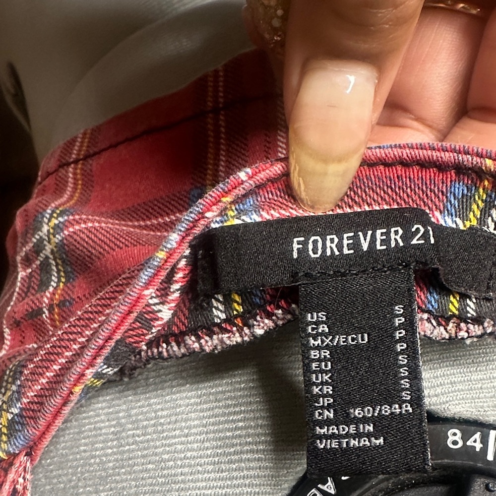 Forever 21 Red Plaid Crop Top with Zipper - Picture 5 of 6